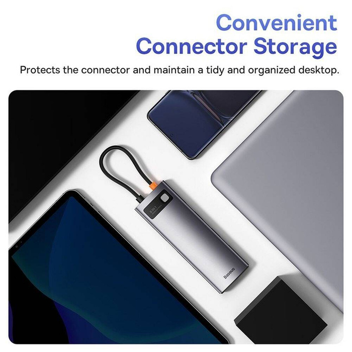 Baseus StarJoy HUB 8w1 USB Typ C - 3x USB / HDMI / RJ45 (1Gbps) / czytnik kart SD i TF / USB Typ C PD szary (WKWG080113)