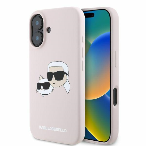 Etui Karl Lagerfeld iPhone 16 różowy/pink HC MagSafe Sil Double Heads Print