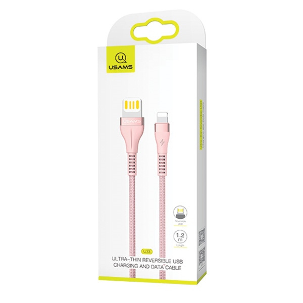 Kabel Pleciony USAMS Lightning 2A Fast Charging 1,2m Różowy