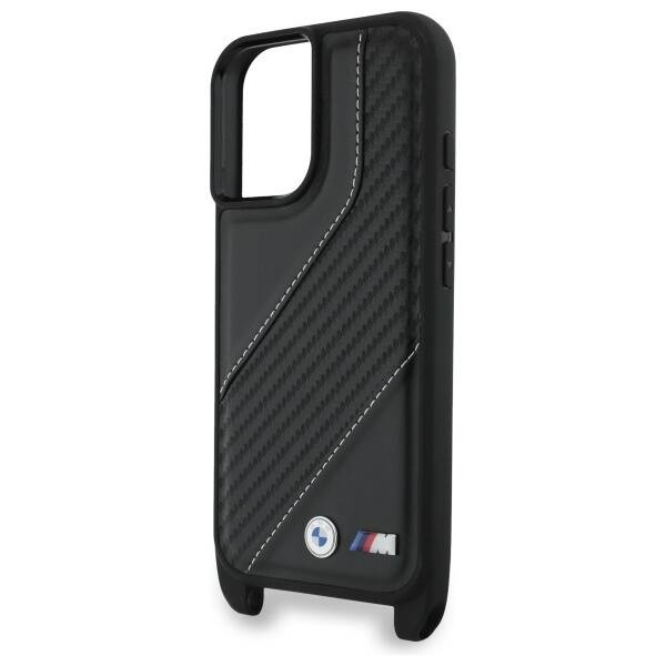 Etui BMW iPhone 16 czarny/black hardcase M Edition Carbon Stripe & Strap