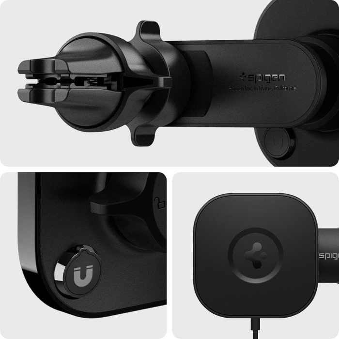 Spigen Its12 W Onetap Magnetic Magsafe Vent Car Charger 7.5 W Uchwyt Do Kratki Black