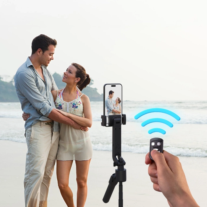 Selfie stick Statyw Wozinsky WST-360YS z automatycznym śledzeniem twarzy 360° AI sterowanie gestami Czarny