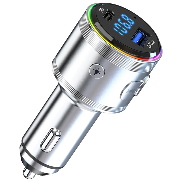 Ładowarka samochodowa 3MK Hyper Car      Power Transmitter 48W QC PD PPS USB-C/USB-A z transmiterem audio srebrny