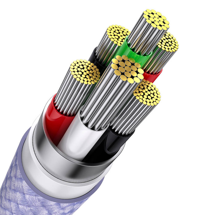 Baseus Flash Series Ⅱ kabel 3w1 z szybkim ładowaniem USB-A do USB-C / Micro-USB / Lightning 66W 480Mb/s 1.2m fioletowy