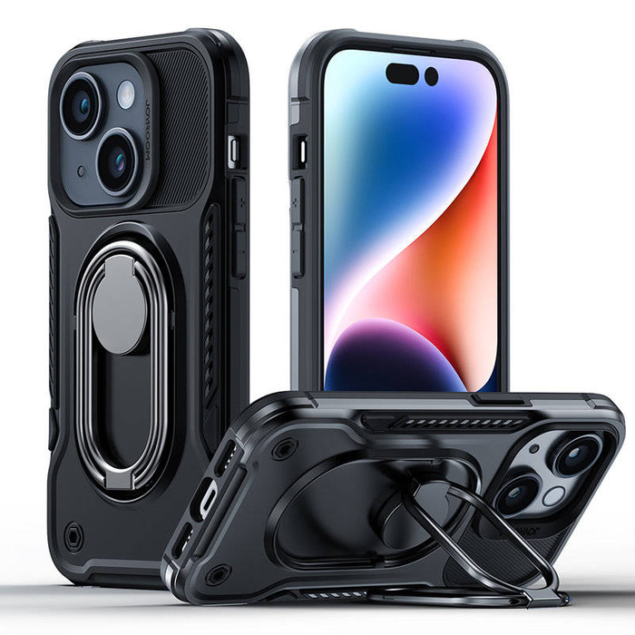 Etui Joyroom Dual Hinge Etui iPhone 14 Pancerny Pokrowiec Z Podstawką Uchwytem Ring Holder Czarne Case