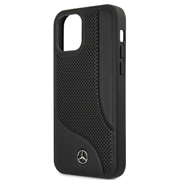 Etui MERCEDES Apple iPhone 12 Mini Leather Perforated Area Czarny Hardcase