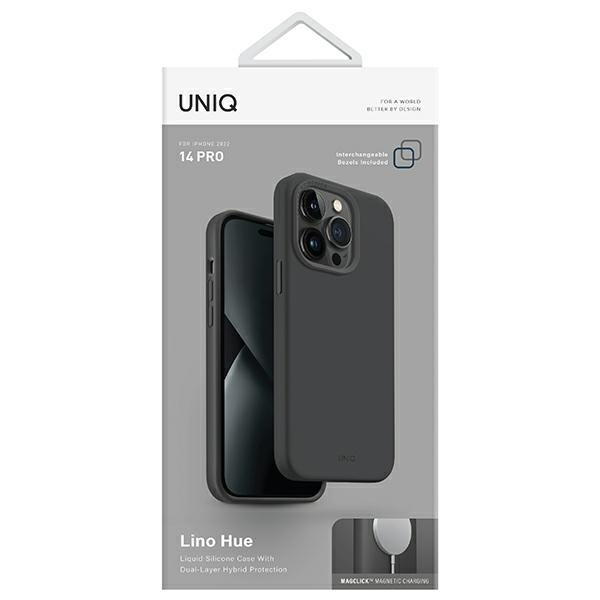 UNIQ etui Lino Hue iPhone 14 Pro 6,1" Magclick Charging szary/charcoal grey