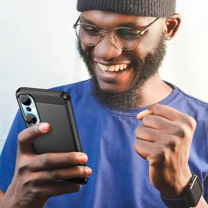 Etui Carbon Case etui do Infinix Hot 20 elastyczny silikonowy karbonowy pokrowiec czarne Case