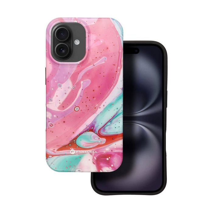 Etui na iPhone 16 Forcell F-Protect Mirage zgodny z MagSafe Military Drop-Test pink marble