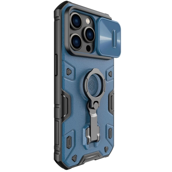 Nillkin CamShield Armor Pro Case etui iPhone 14 Pro pancerny pokrowiec z osłoną na aparat ring podstawka niebieskie