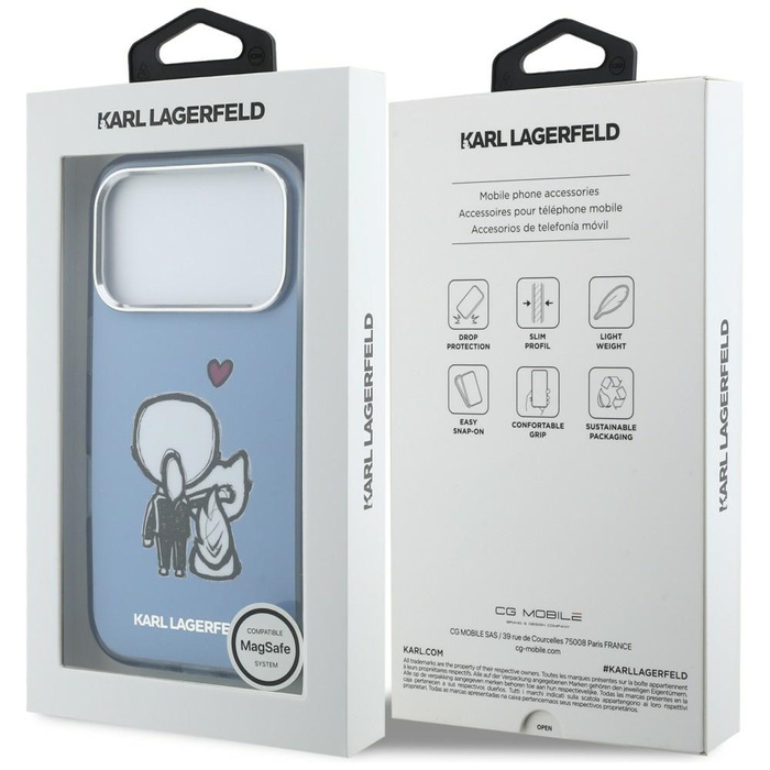Etui Karl Lagerfeld Karl & Choupette     Back MagSafe do iPhone 17 Pro Max niebieski