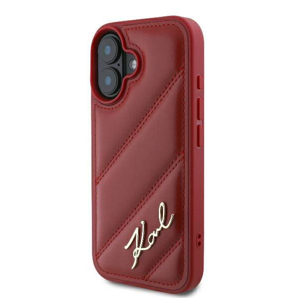Etui Karl Lagerfeld iPhone 16 6.1" czerwony/red hardcase Diagonal Quilted Script