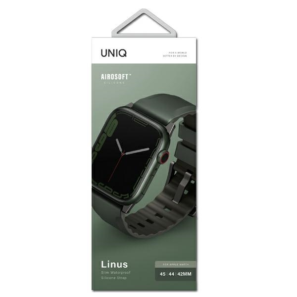 UNIQ pasek Linus Apple Watch Series 4/5/6/7/8/SE/SE2/Ultra 42/44/45mm. Airosoft Silicone zielony/moss green