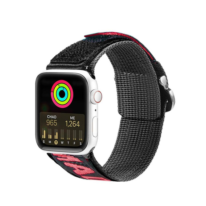 Pasek Dux Ducis Strap (Outdoor  Version) pasek Apple Watch Ultra, SE, 8, 7, 6, 5, 4, 3, 2, 1 (49, 45, 44, 42  mm) nylonowa opaska bransoleta czarno-czerwony