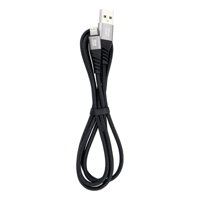 Kabel USB A do Lightning Blue Star 2,4A z oplotem 1,2 m TFK-DC-003 czarny 