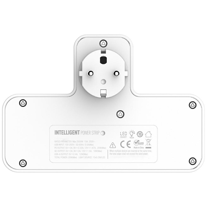 Listwa zasilająca Beline                 z podświetleniem LED 2xUSB-A/USB-C/2xAC biały