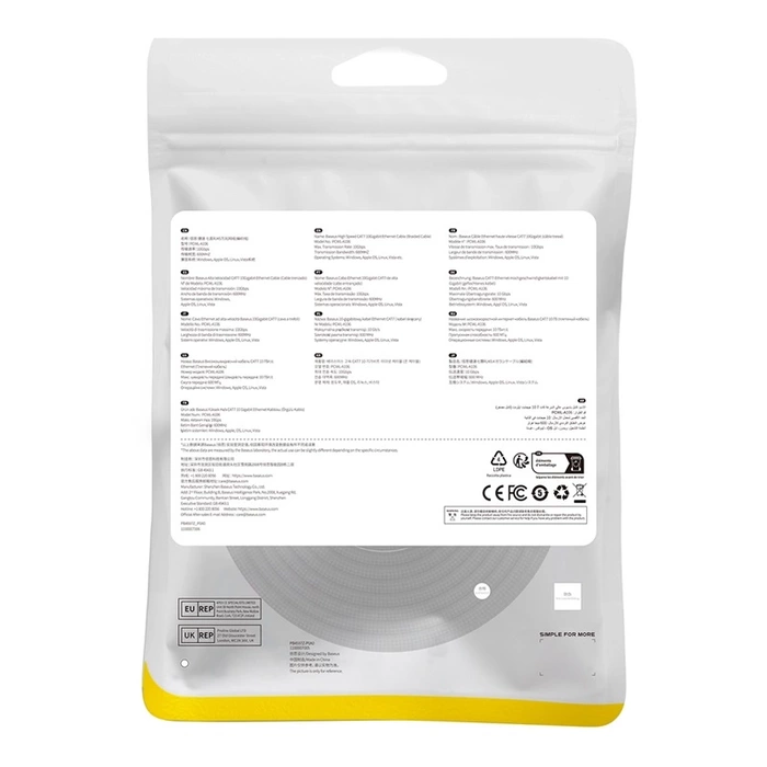 Kabel sieciowy w oplocie kat. 7 Baseus Ethernet RJ45, 10Gbps, 10m (czarny)