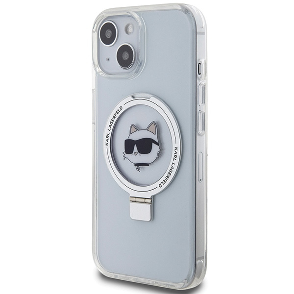 Etui Karl Lagerfeld KLHMP15SHMRSCHH iPhone 15 6.1" biały/white hardcase Ring Stand Choupette Head MagSafe Case