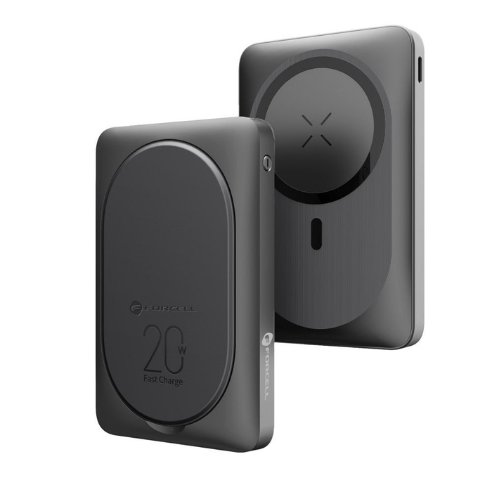 Powerbank zgodny z MagSafe Forcell F-Energy MagStand F10K2 QC3.0 PD 5A 20W 10000 mAh czarny