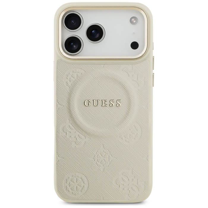 Etui Guess Peony Hot Stamp MagSafe do    iPhone 17 Pro Max beżowy