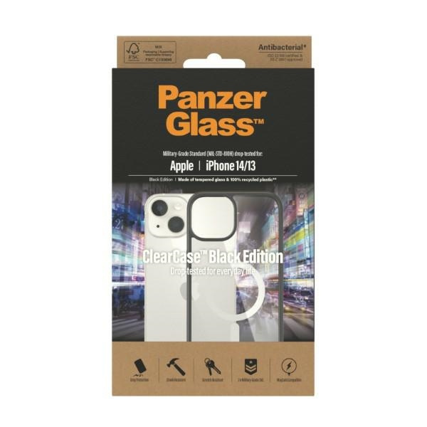 Etui PanzerGlass ClearCase MagSafe iPhone 14/13 6,1" Antibacterial czarny/black 0413