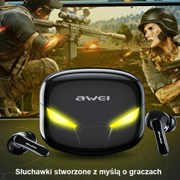 Słuchawki AWEI Bluetooth 5.0 T35 TWS Stacja Dokująca Gamingowe Czarny