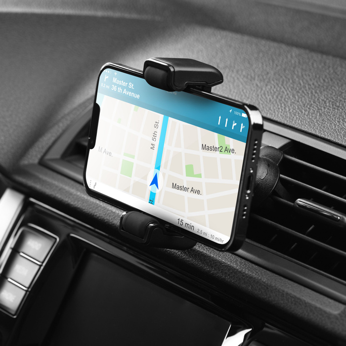 Uchwyt na telefon do samochodu uniwersalny Forcell F-Grip Carbon H-CF509 do kratki czarny