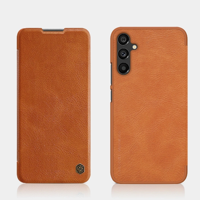 Skórzane etui do Samsung Galaxy A34 5G z klapką portfel Nillkin Qin Leather - brązowe