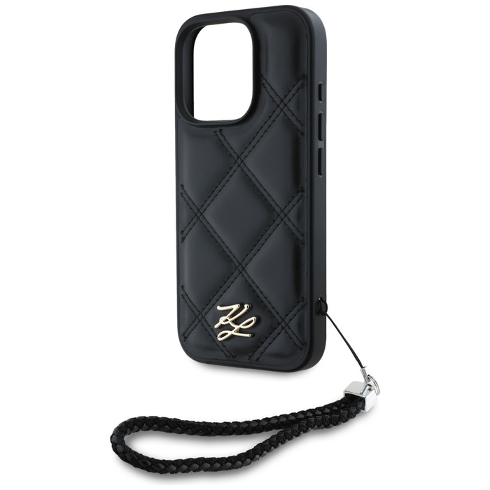 Etui Karl Lagerfeld Quilted Initial Logo & Chain Strap do iPhone 16 Pro czarny