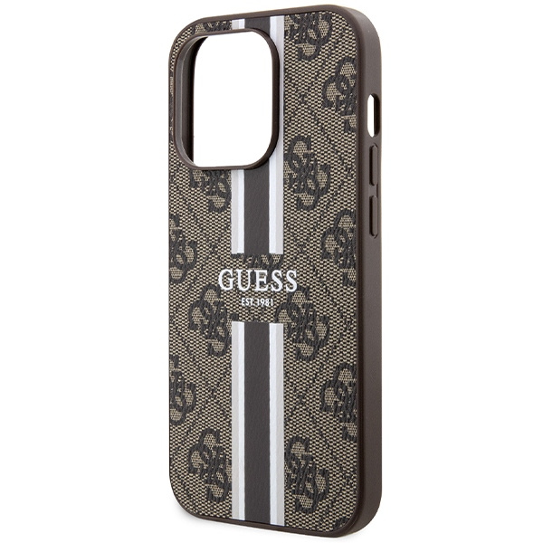 Etui Guess Guhmp15lp4rpsw Iphone 15 Pro 6.1" Brązowy/brown Hardcase 4g Printed Stripes Magsafe Case