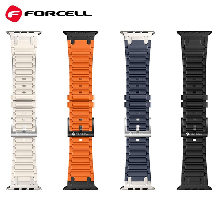 Pasek do Apple Watch Forcell F-Design FA06 dziurki silikon 42 / 44 / 45 / 49 mm czarny