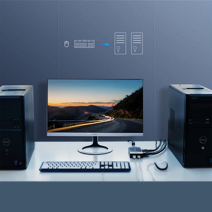 Przełącznik KVM Switch UGREEN 2-portowy VGA Czarny 30357