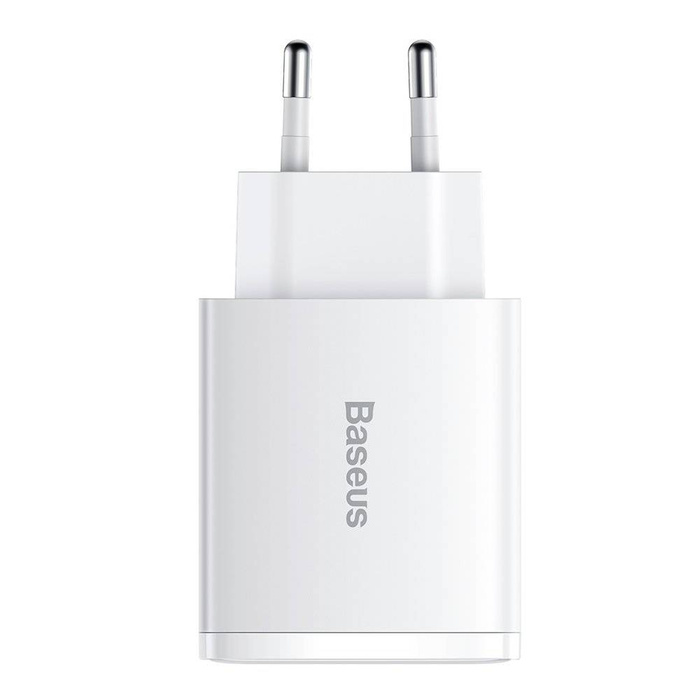 [PO ZWROCIE] Baseus Compact szybka ładowarka sieciowa 2x USB / USB Typ C 30W 3A Power Delivery Quick Charge biały (CCXJ-E02)