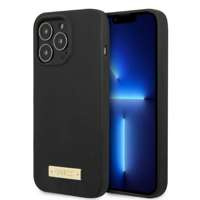 Etui GUESS Apple iPhone 13 Pro Max Silicone Logo Plate MagSafe Czarny Hardcase