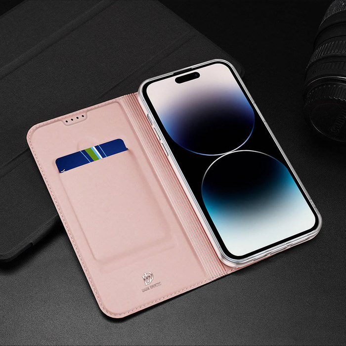 Etui do iPhone 15 Pro Max pokrowiec z klapką i portfelem Dux Ducis Skin Pro - niebieski Case