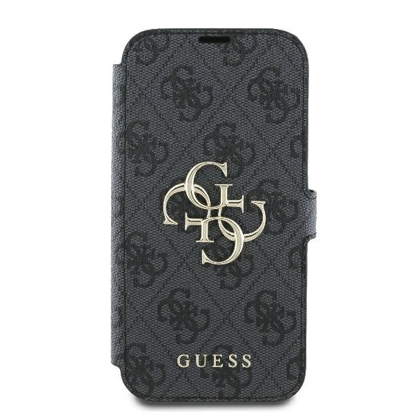 Etui Guess iPhone 16 6.1" czarny/black book 4G Metal Logo