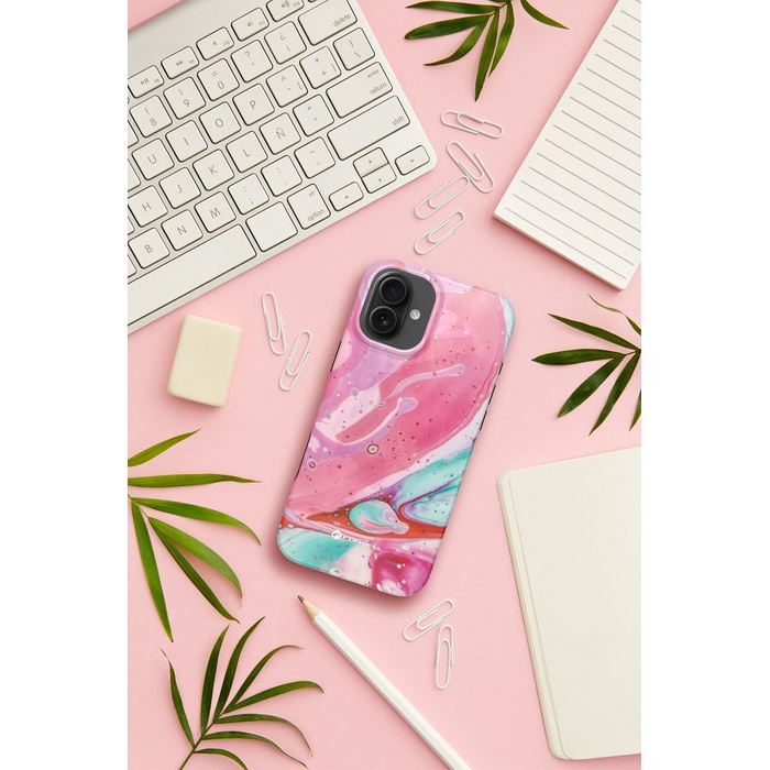 Etui na iPhone 16 PLUS Forcell F-Protect Mirage zgodny z MagSafe Military Drop-Test pink marble