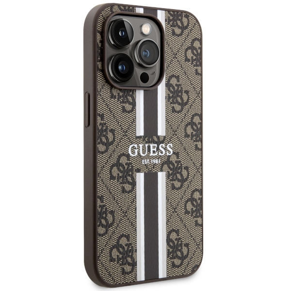 Etui Guess GUHMP14XP4RPSW iPhone 14 Pro Max 6.7" brązowy/brown hardcase 4G Printed Stripes MagSafe Case