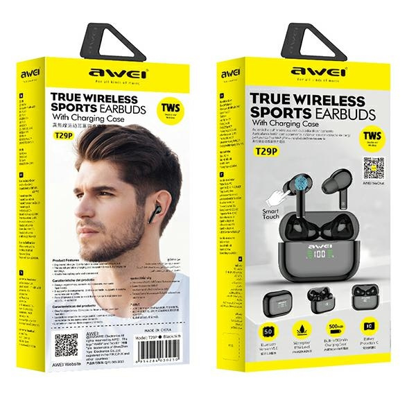 AWEI słuchawki Bluetooth 5.1 T29P TWS + stacja dokująca czarny/black