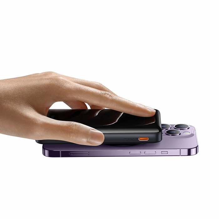 Baseus Magnetic Bracket Wireless Fast Charge Power Bank 10000mAh 20W Purple（With Xiaobai series fast charging Cable Type-C to Type-C 60W(20V/3A) 50cm White）