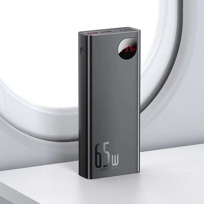 Baseus Adaman powerbank 2x USB / 1x USB Typ C / 1x micro USB 20000mAh 65W Quick Charge 4.0 Power Delivery niebieski (PPIMDA-E03)