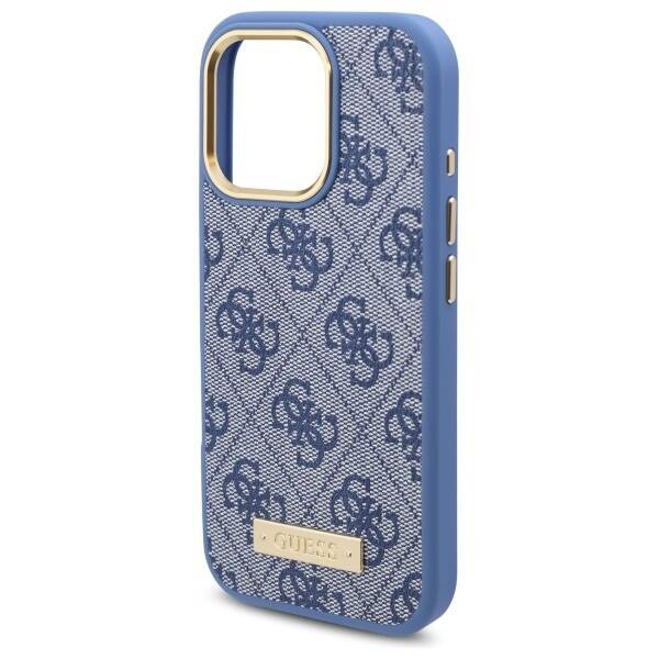 Etui Guess iPhone 16 Pro Max 6.9" niebieski/blue hardcase 4G Logo Plate MagSafe