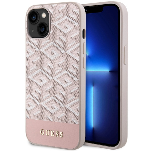 Etui Guess GUHMP14SHGCFSEP iPhone 14 6,1" różowy/pink hard case GCube Stripes MagSafe Case