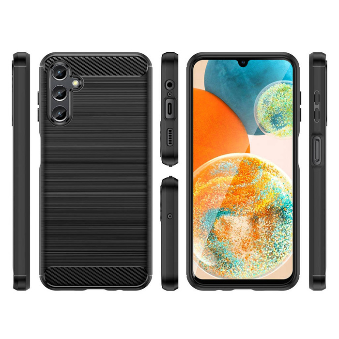 Carbon Case etui Samsung Galaxy A14 5G elastyczny silikonowy karbonowy pokrowiec czarne