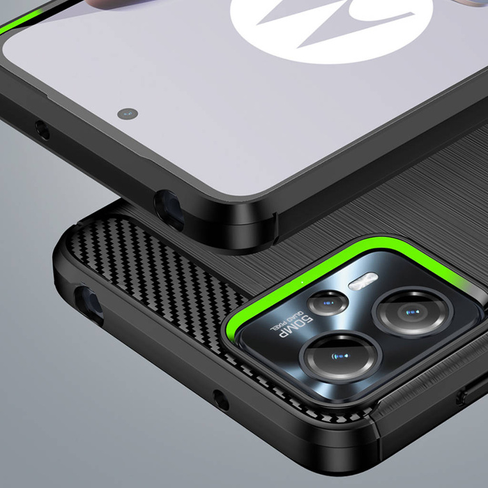 Etui Carbon Case etui do Motorola Moto G53 / G13 elastyczny silikonowy karbonowy pokrowiec czarne Case