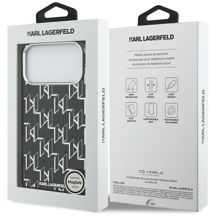 Etui Karl Lagerfeld IML KL Monogram      MagSafe do iPhone 17 Pro Max czarny