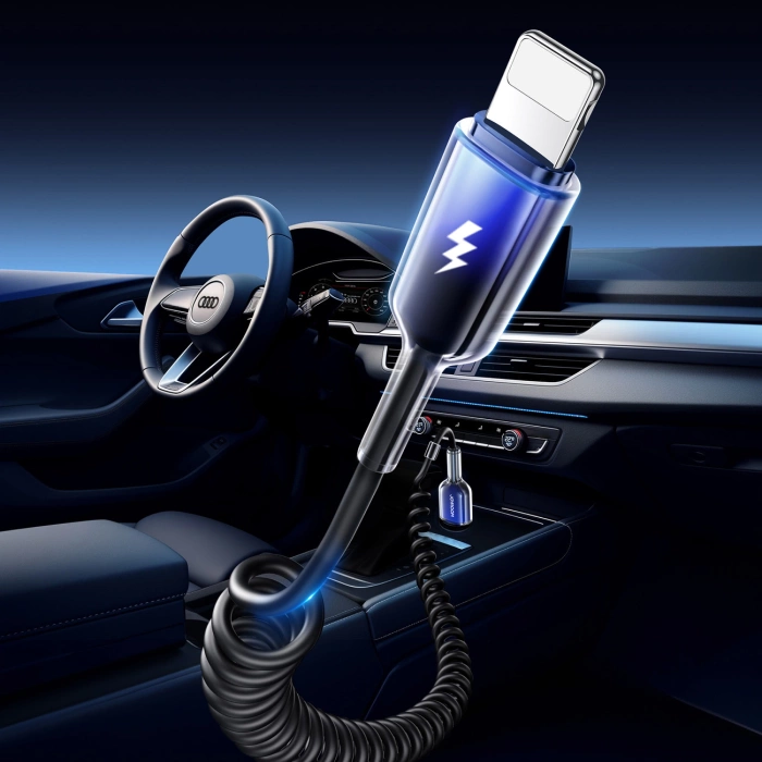 Kabel spiralny Joyroom S-A43 Crystal-Clear Series 3A USB-A - Lightning 1,5m - czarny