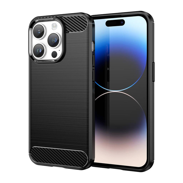 Carbon Case etui iPhone 14 Pro elastyczny żelowy pokrowiec na tył plecki czarny