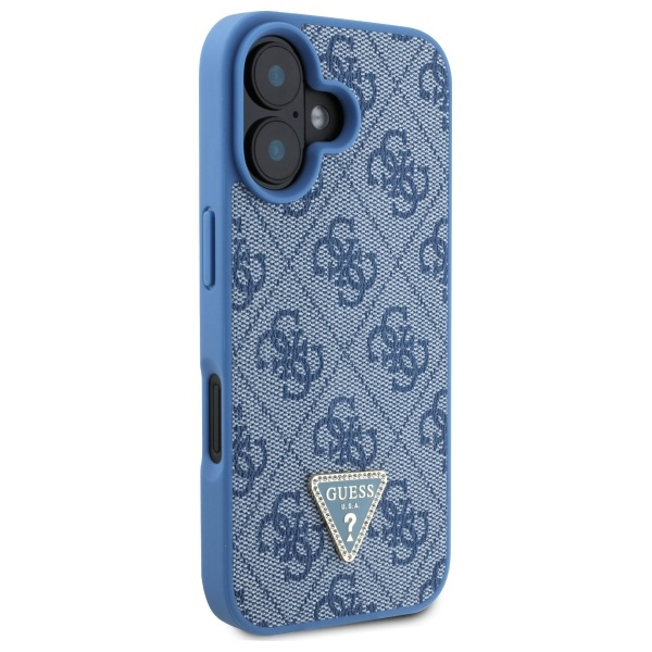 Etui Guess iPhone 16 6.1" niebieski/blue hardcase Leather Metal Logo Strass Crossbody