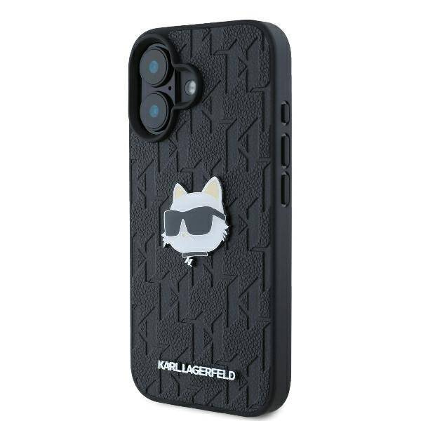 Etui Karl Lagerfeld iPhone 16 6.1" czarny/black hardcase Monogram Choupette Head Pin